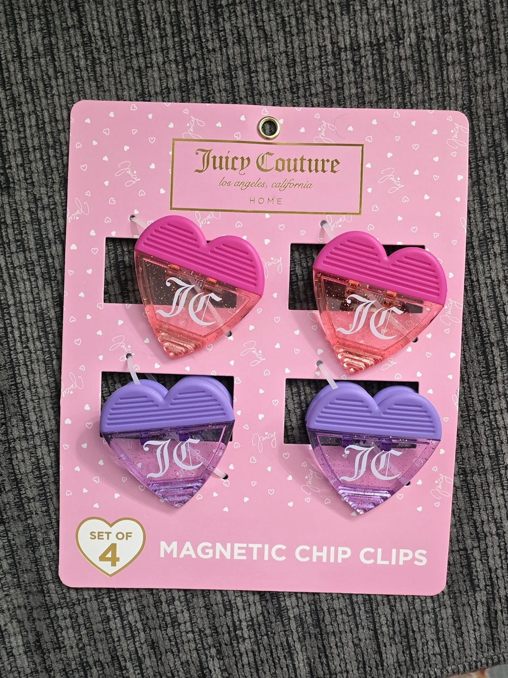 Juicy Couture Heart Magnetic Chip Clips - Pink & Purple Set